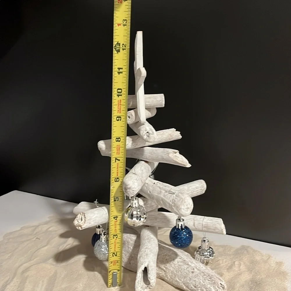 🆕 Coastal Driftwood Tree with Wood Star and Mini Ornaments Beach Tropical